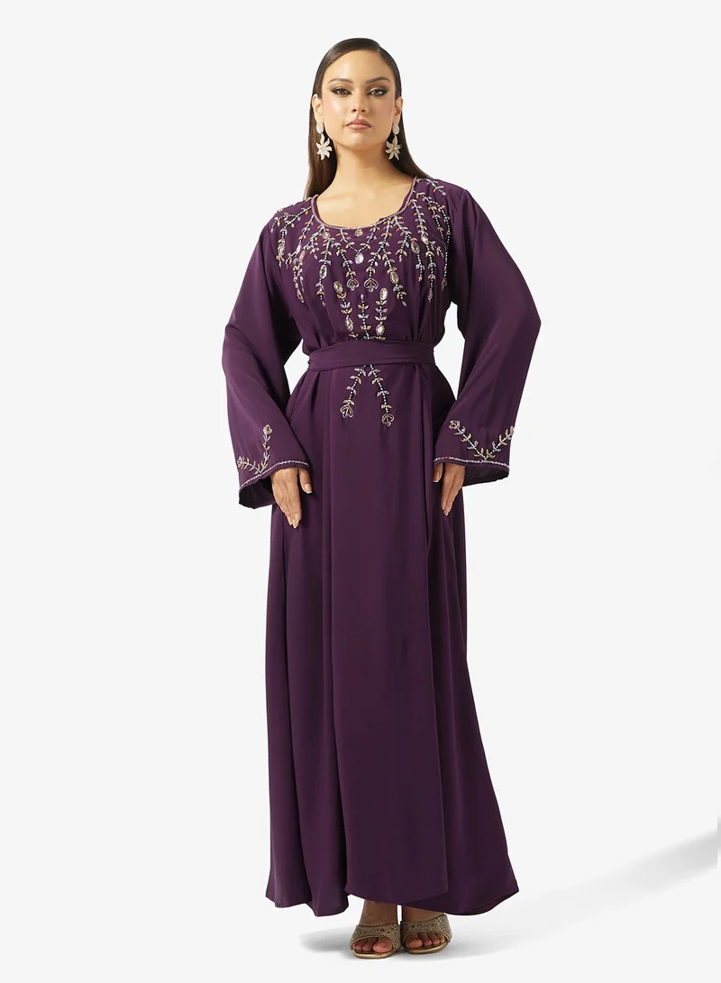 hayas closet  Embellished Belted Jalabiya for Women | Best Price UAE